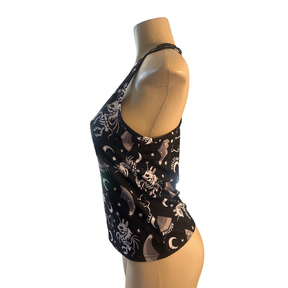 Women L Killstar Kill Star Moonbow Longline Black Printed Tank Top Punk Goth View 3